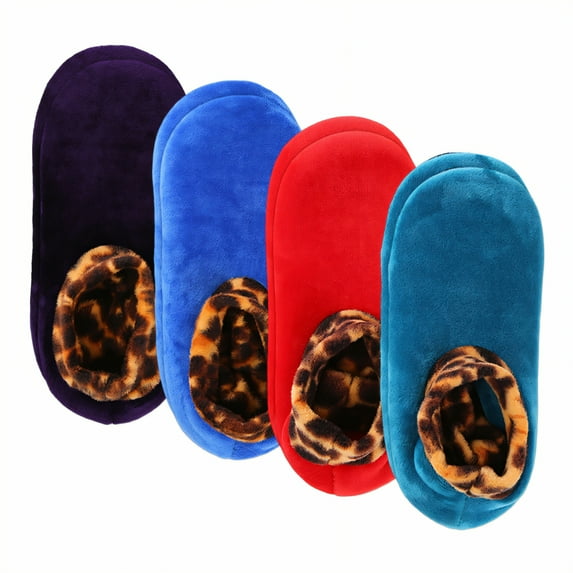 TELOLY 4Pairs Slipper Socks for Women,Women'S Size 34-39 Slipper Socks,Lamb Wool Lining Fuzzy Socks,Combination3