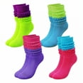 thumbnail image 1 of TELOLY 4Pairs Slouchy Socks for Women,Shaping, Sweat-Wicking, Anti-Friction Boot Socks for Women,Japanese Style Socks Scrunch Socks Women,Combination1, 1 of 1