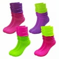 thumbnail image 1 of TELOLY 4Pairs Slouchy Socks for Women,Multi-Color Bubble Socks Boot Socks for Women,Color Block Design Scrunch Socks Women,Combination2, 1 of 1