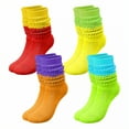 thumbnail image 1 of TELOLY 4Pairs Slouchy Socks for Women,No Squeeze, No Deformation Boot Socks for Women,Color Block Design Scrunch Socks Women,Combination3, 1 of 1