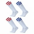 thumbnail image 1 of TELOLY 4Pairs Soccer Socks,Pro Athletic Socks Baseball Socks,Color Block Design Knee High Socks,Combination2,L, 1 of 1