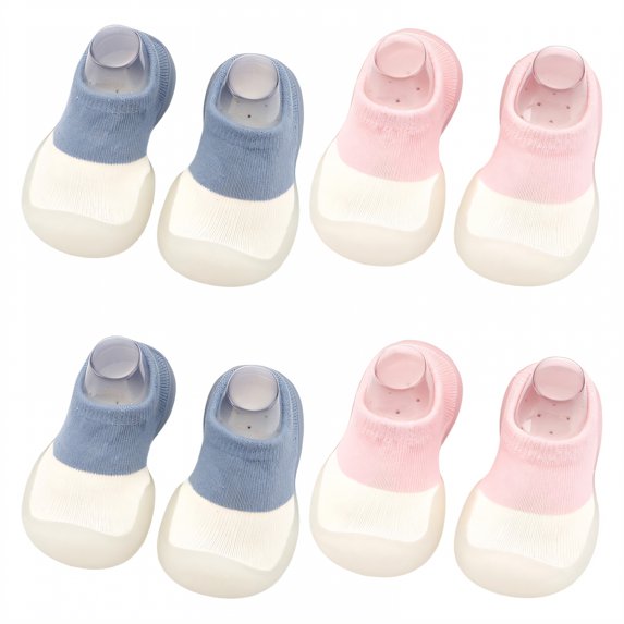 TELOLY 4Pairs Sock Shoes Toddler,14.5Cm Sock Shoes for Baby Boy,Solid Color Sock Shoes for Baby Girl,Combination1
