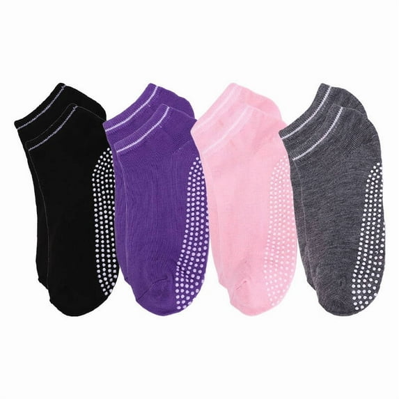 TELOLY 4Pairs Stylish Grip Socks,Cute non Slip Socks for Women,Comfortable Socks with Grips for Everyday Use