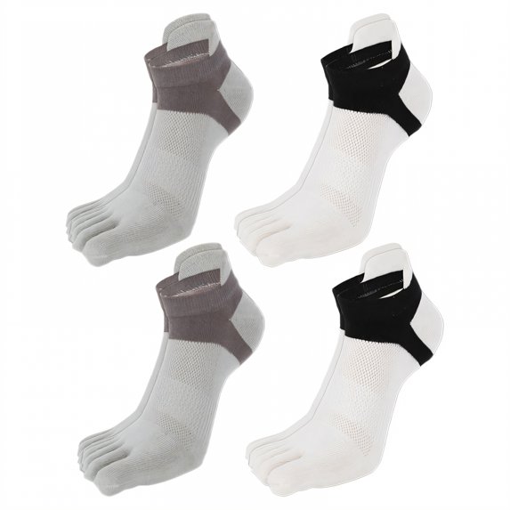 TELOLY 4Pairs Toe Socks,Thin Ankle Style Short Socks for Women,Dry Mesh Fabric Mens No Show Socks,Combination3