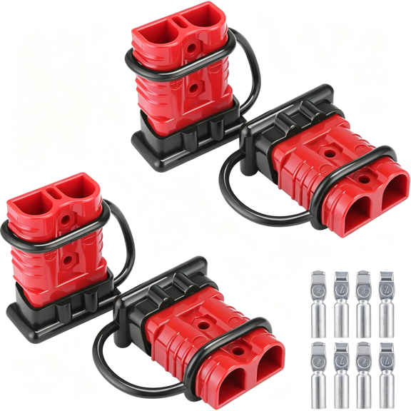 TELOLY 4Pcs 50A Battery Quick Connect/Disconnect Plug for 6-10 Gauge Cable,Recovery Winch Auto Car Trailer Wire Harness Connector Quick Connect Wire Connectors