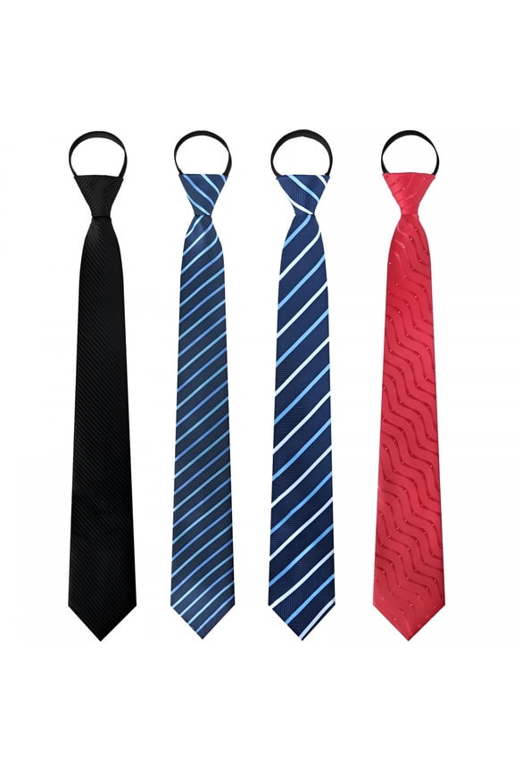 4Pcs/6Pcs 19Inch Zipper Tie for Men, Tie Set for Man, Pre-Tied Adjustable Ties, Mens Neckties for Graduation Gifts