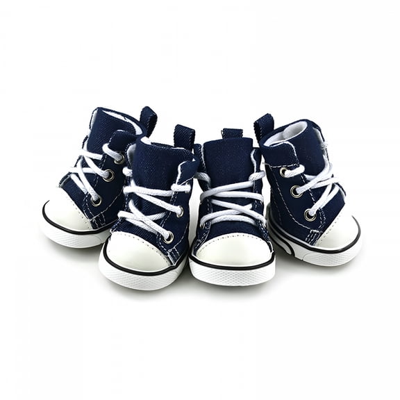 TELOLY 4Pcs Cute Puppy Pet Dog Sporty Shoes Lace Up Canvas Dog Boots Nonslip Dog Booties Sneaker Teacup Chihuahua Yorkie for Small Dogs
