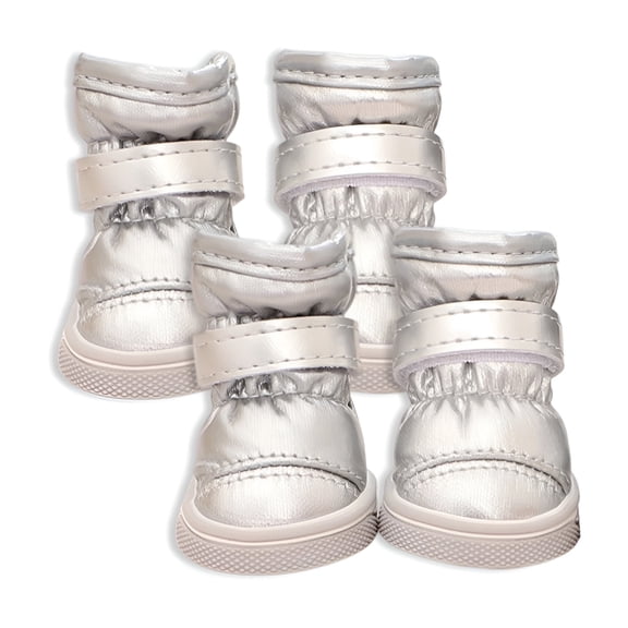 TELOLY 4Pcs Shoes for Dogs, Polyester Dog Booties, Dog Shoes, Silver, 4.7*3.8cm
