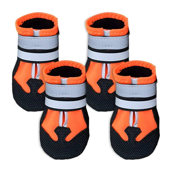 TELOLY 4Pcs Dog Shoes,All-Weather Dog Boots,All-Terrain Protection Dog Winter Boots,Orange,M
