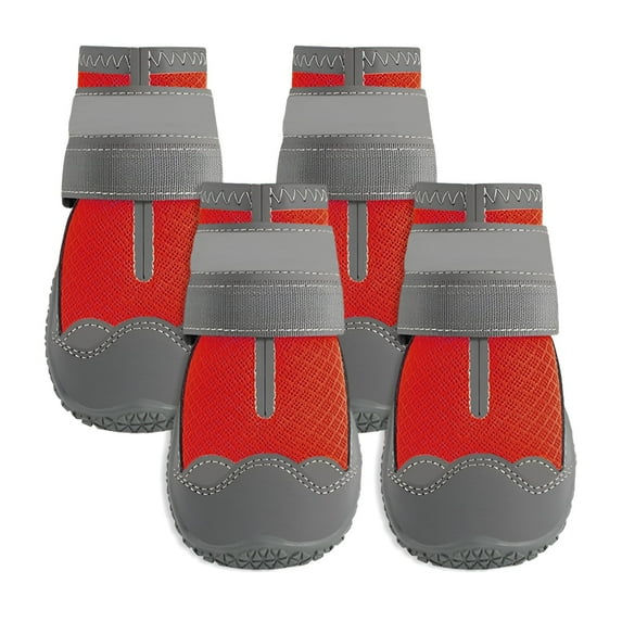 TELOLY 4Pcs Dog Shoes,Rubber Dog Boots,Dog Shoes for Medium Dogs,Red,2.8In