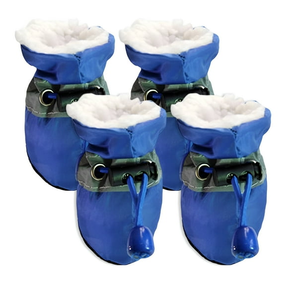 TELOLY 4Pcs Dog Shoes,Paw Care Dog Boots,Outdoor Safety Dog Winter Boots,Blue,4*3cm