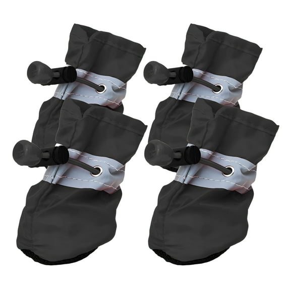 TELOLY 4Pcs Dog Shoes,Oxford Dog Rain Boots,Dog Booties,Black,7.5*6.5Cm
