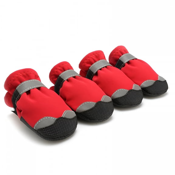 TELOLY 4Pcs Dog Shoes for Winter, Dog Boots & Paw Protectors, Fleece Warm Snow Booties for Puppy with Reflective Strip Anti-Slip Rubber Sole for Small Medium Size Dogs