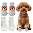 thumbnail image 1 of TELOLY 4Pcs Dog Socks,Anti-Shedding Cotton Knit Dog Clothes,For Hardwood Floors Dog Socks to Prevent Licking Paws,Gray2, 1 of 7