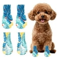 thumbnail image 1 of TELOLY 4Pcs Dog Socks,Cotton Warm Anti-Slip Dog Clothes,Leaves Pattern Dog Socks to Prevent Licking Paws,Blue, 1 of 7