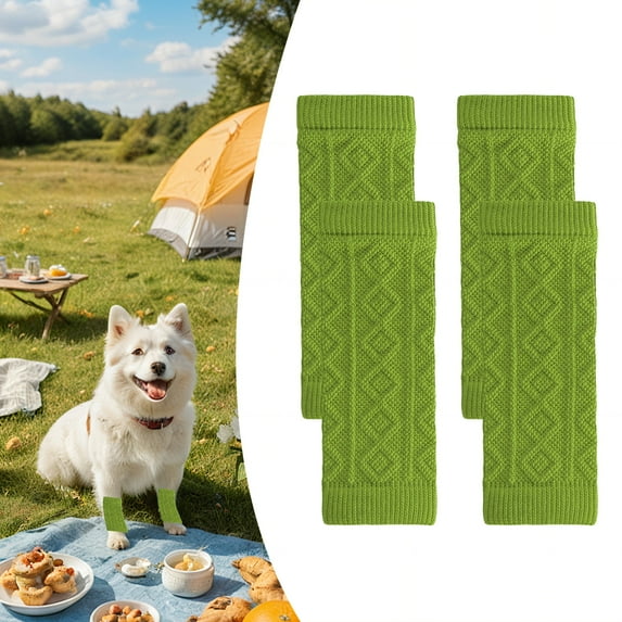 TELOLY 4Pcs Dog Socks,Joint Sport Protection Dog Clothes for Small Dogs,Elastic Resilience Dog Socks to Prevent Licking Paws,Green