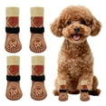 thumbnail image 1 of TELOLY 4Pcs Dog Socks,Soft Cotton Warm Knit Dog Paw Protector,Soft Elasticity Paw Socks,Coffee, 1 of 7
