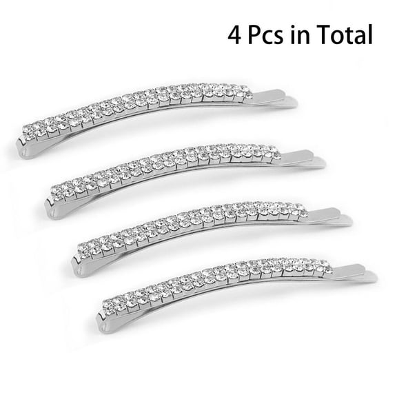 TELOLY 4Pcs Hair Clips for Thin Hair,Lightweight,Non-Slip Barrettes for Women,Stylish Hair Bows for Women,Silver