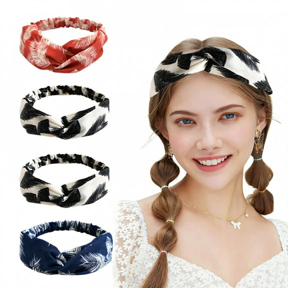 TELOLY 4Pcs Headbands for Women,Cloth Head Wrap,Sweat Headbands for Women,Mixing3