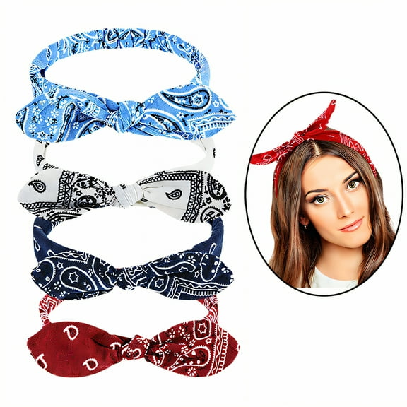 TELOLY 4Pcs Headbands for Women,Cloth Head Bands,Bow Stretchy Headbands for Women,Mixing5