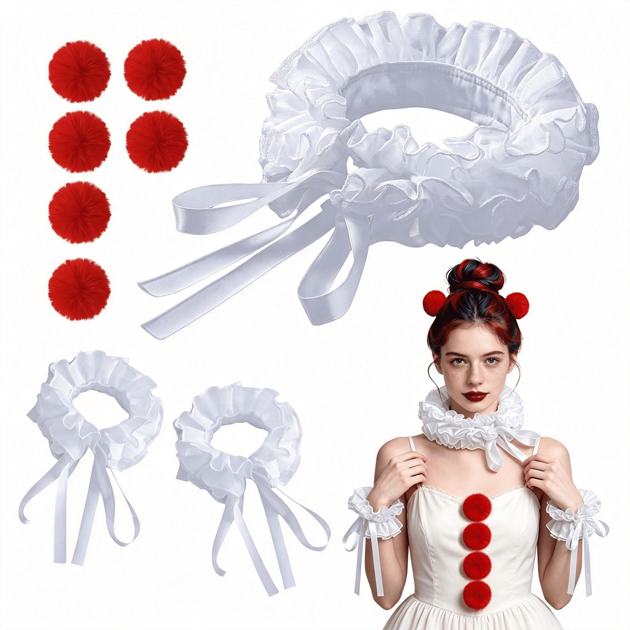 TELOLY 4Pcs Lace Collar Accessories Set Women Victorian Gothic Ruffle ...