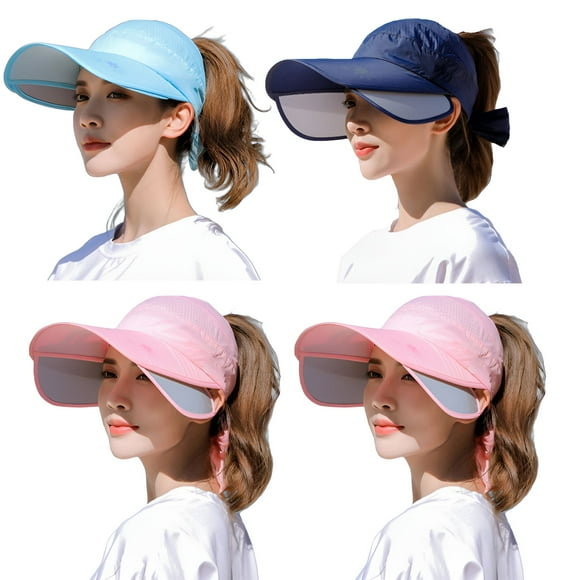 TELOLY 4Pcs Mens Hat,Retractable Design Cowboy Hats for Women,Breathable Open-Top Cowboy Hat Men,Color Mixing1,4