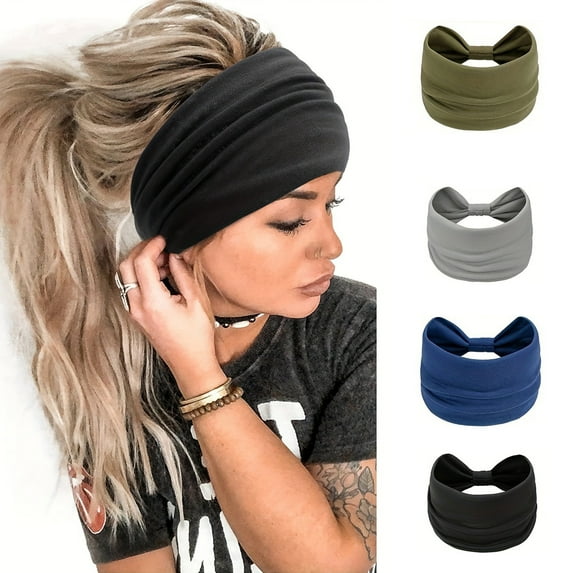 TELOLY 4Pcs Sweat Band,Bohemian Design Headbands,Perfect for Yoga Head Bands for Women's Hair