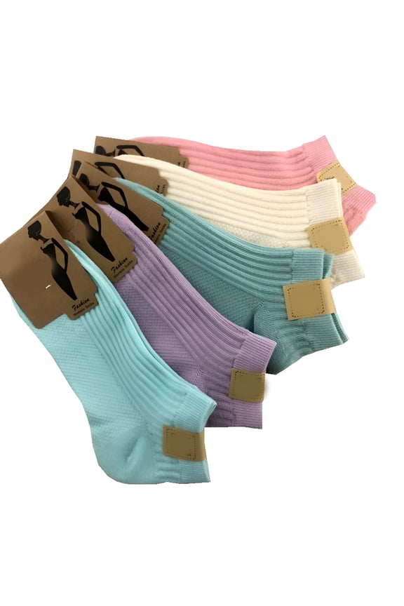 5-Pack Unisex 100% Cotton Socks - Solid Candy Color Invisible Socks for Women & Men