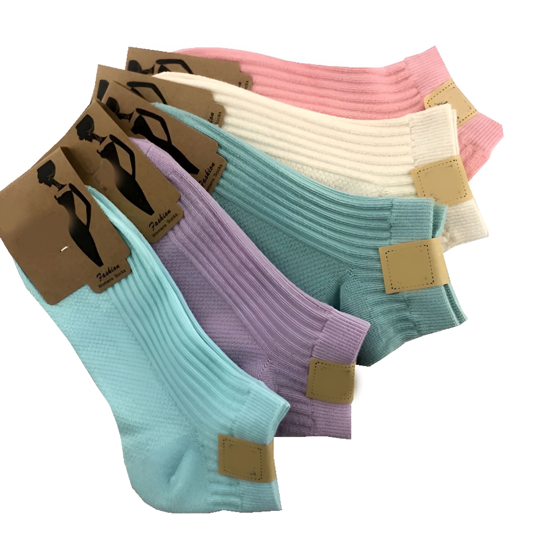 TELOLY 5-Pack Unisex 100% Cotton Socks - Solid Candy Color Invisible ...