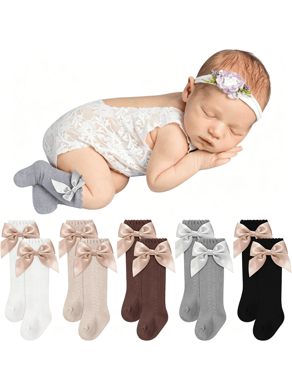 5 Pairs Long Preemie Socks Premature Newborn Baby Knee High Cotton Socks for Girls Boys Infant Toddler Soft Newborn Socks Girl