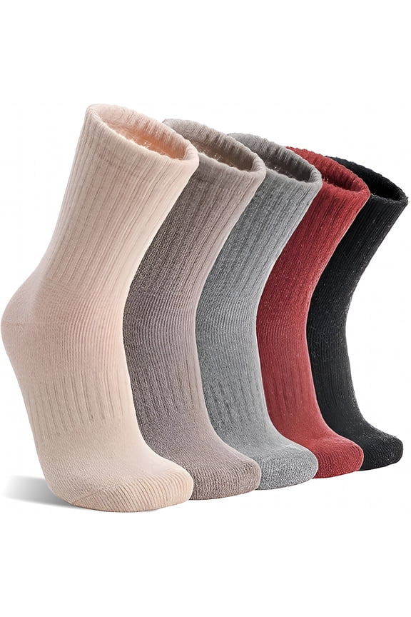 5 Pairs Merino Wool Socks Hiking Warm Winter Thick Thermal Crew Cozy Cabin Gift Comfy Boot Work Socks