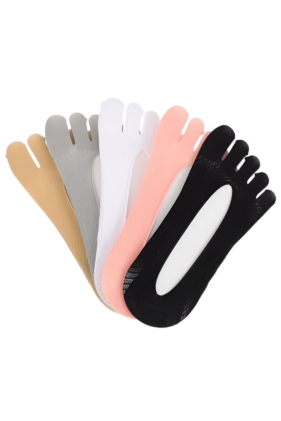 5 Pairs Toe Socks Womens Five Finger Women'S No-Show Nylon
