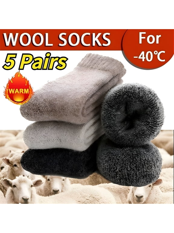 5 Pairs Winter Super Thick Merino Wool Boot Warm Thermal Socks Heavy Duty Thick Winter Socks for Men