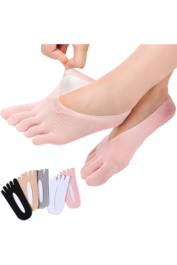 5 Pairs Women Toe Socks Five Finger Socks Soft and Breathable Low Cut Ankle Socks Silk Stockings for Girls Women, Mix