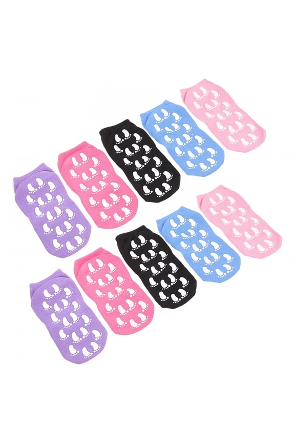 5 Pairs Women's Anti-slip Socks Yoga Pilates with Grippers Sole Glue Trampoline Women's Grippy for Ladies Slippers