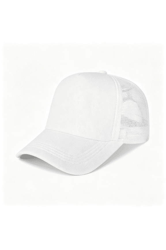 5-Panel Mesh Baseball Cap,Trucker Hat,Structured Plain Design,Cotton,Adjustable Size Baseball Cap Baseball Hat
