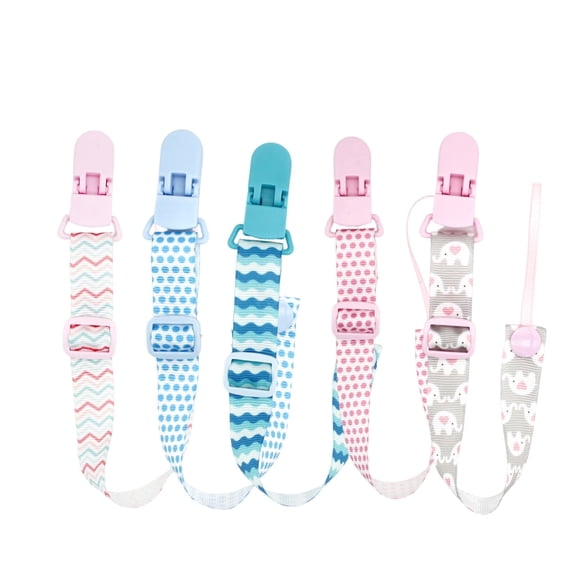 TELOLY 5 Pcs Pacifier Clip Improved Clasp Baby Pacifier Easy to Disassemble Innovative Features Pacifier Case,Set4