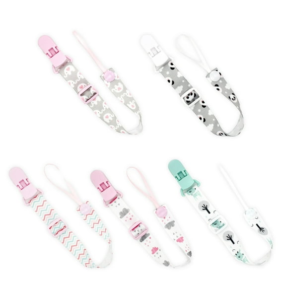 TELOLY 5 Pcs Pacifier Clip Pacifier & Teether 2-In-1 Pacifiers Portable Modern and Simple Pacifier Holder,Set1