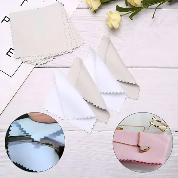 TELOLY 50 PCS Silver Polishing Cloth Cleaner Jewelry Cleaning Cloth Anti-Tarnish