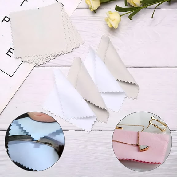 TELOLY 50 PCS Silver Polishing Cloth Cleaner Jewelry Cleaning Cloth Anti-Tarnish
