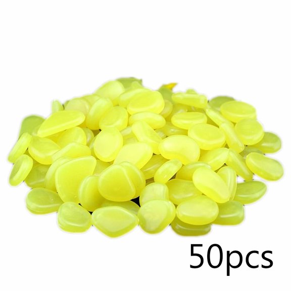TELOLY 50Pcs Glow in the Dark Rocks for Outdoor,Luminous Yellow Glow Rocks for Outdoor Decoration,Glow in the Dark Pebbles Stones,Glowing Rocks for Garden,Walkway,Pathway,Yard