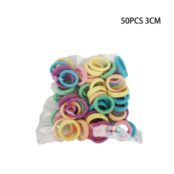 TELOLY 50Pcs Hair Ties Solid Color Series Toddler Hair Ties Fashion Scrunchies,Spring Color