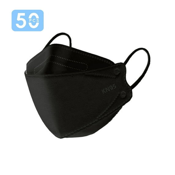 TELOLY 50Pcs KN95 Masks for Adults 3D Ergonomic Design KN95 MasksComfort Movement Face Masks Black