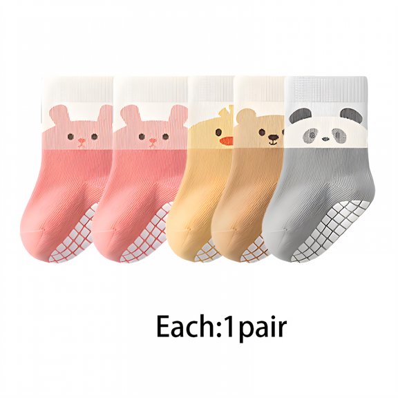 TELOLY 5Pack Toddler Socks,Rounded Toe Contour Infant Socks,Soft Tone Matching Kids Socks,Colormixing5,M