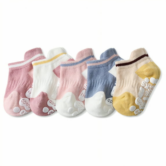 TELOLY 5Pairs Baby Socks 0-6 Months,3-5 Years Old Baby Socks 12-18 Months,Silent Without Disturbing Baby Socks 6-12 Months,Color Mixing2,M