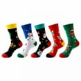 thumbnail image 1 of TELOLY 5Pairs Boot Socks for Women,All-Season Wear Womens Crew Socks,Color Block Style Men Socks,Combination3, 1 of 1