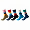 thumbnail image 1 of TELOLY 5Pairs Boot Socks for Women,All-Season Wear Womens Crew Socks,Color Block Style Men Socks,Combination3, 1 of 1