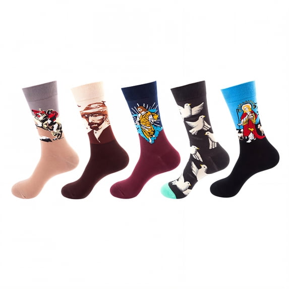TELOLY 5Pairs Boot Socks for Women,Autumn & Winter Use Womens Crew Socks,Sweat-Wicking & Odor-Free Long Socks,Combination3