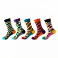 thumbnail image 1 of TELOLY 5Pairs Boot Socks for Women,Color Block Design Womens Crew Socks,Autumn & Winter Use Long Socks,Combination5, 1 of 1