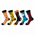 thumbnail image 1 of TELOLY 5Pairs Boot Socks for Women,Cotton Womens Crew Socks,Unique Print Long Socks,Combination6, 1 of 1